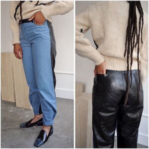 Tach Clothing Orion Real Patent Genuine Leather Denim Pants Straight Leg Medium